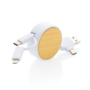 Logo trade promotional giveaways image of: RCS recycled plastic Ontario 6-in-1 retractable cable